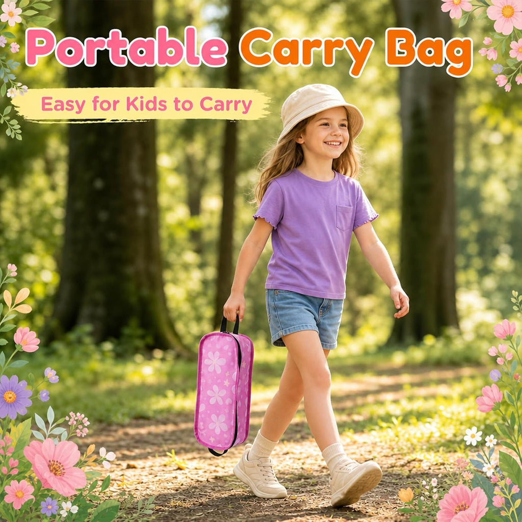 Kids Camping Chair, Kids Beach Chair, Flowers, Carry Bag | Lightweight kids folding chair for camping and beach adventures, perfect as a toddler beach chair with durable steel frame.