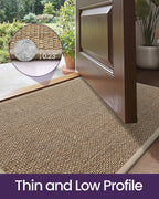 DEXI Ultra Thin Entryway Indoor Door Mat 24x36, Non Slip Rubber Backing Inside Entry Mat, Low Profile Easy Clean Dirt Trapper Doormat for Inside Entrance Patio, Beige