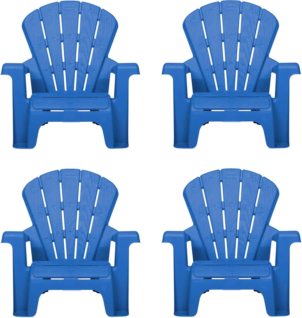 Little Tikes Kids Garden Chair 4 Pack in Blue, Outdoor Toddler Activity Adirondack Chairs for Picnic, Garden, Patio, Backyard & Beach, Outdoor Chair Set