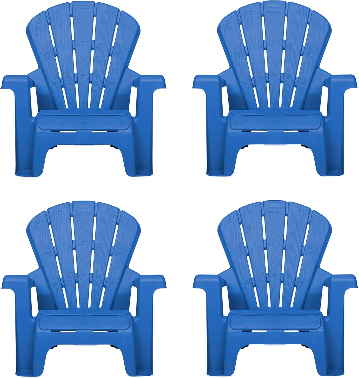 Little Tikes Kids Garden Chair 4 Pack in Blue, Outdoor Toddler Activity Adirondack Chairs for Picnic, Garden, Patio, Backyard & Beach, Outdoor Chair Set