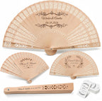 Personalized Wedding Fans for Guests Bulk– Custom Wooden Handheld Folding Fans for Wedding Favors, Baby Showers & Birthday & Party Gifts | Favors for Guests with Organza Bags & Tassels (30Pcs)