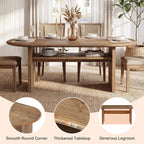 63" Oval Dining Table for 6, Farmhouse Solid Wood Kitchen Table with Storage for Dining Room, Living Room, Natural Wood