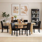 LSSPAID Dining Chairs Set of 6, Modern Stylish PU Leather Upholstered Parson Chair, Dining Room Chairs with Solid Wood Legs for Kitchen Living Room, Black