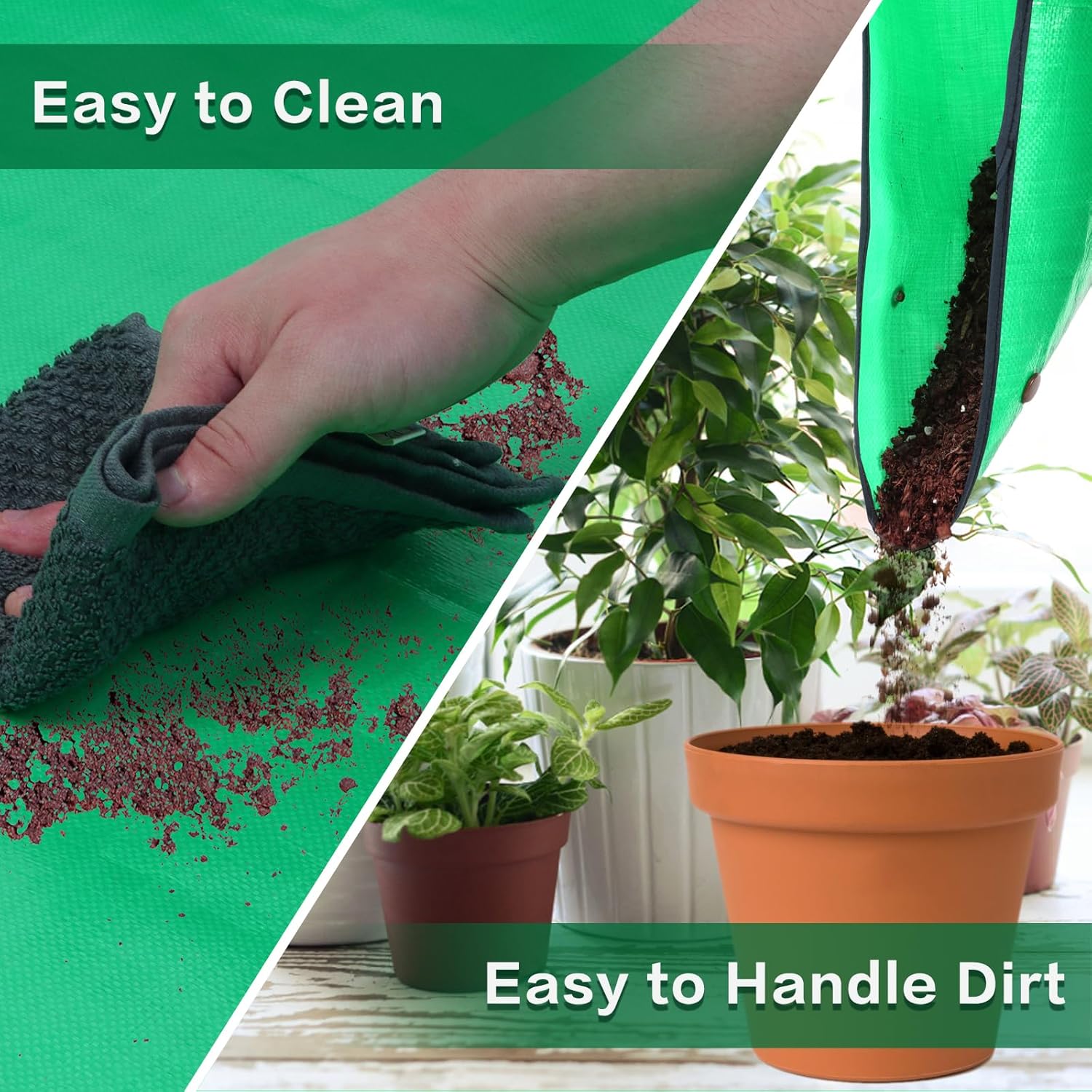 Plant Repotting Mat,Extra Large Waterproof Potting Mats,Foldable Potting Mat for Indoor Plant Transplanting and Dirt Control,Portable Gardening Mats for Repotting(43''*30'',Green)