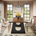 Tribesigns Large Dining Table for 6-8 People, 70.9-Inch Wood Rustic Rectangular Table with Black Wooden Legs, Farmhouse Center Kitchen Table for Dining Room, Living Room, Home Furniture (Dark Brown)