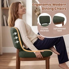 Wooden Dining Chairs Set of 4, Boucle Upholstered Kitchen Chairs with Solid Wood Legs, Mid Century Modern Dining Chairs, Farmhouse Side Chair with Hardwood Frame for Dining Room, Green
