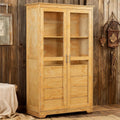 75" Tall Farmhouse Kitchen Pantry Cabinet with 2 Glass Doors & 4 Built-in Drawers, 44.7" Freestanding Pantry Storage Cabinet for Kitchen, Dining Room, Natural
