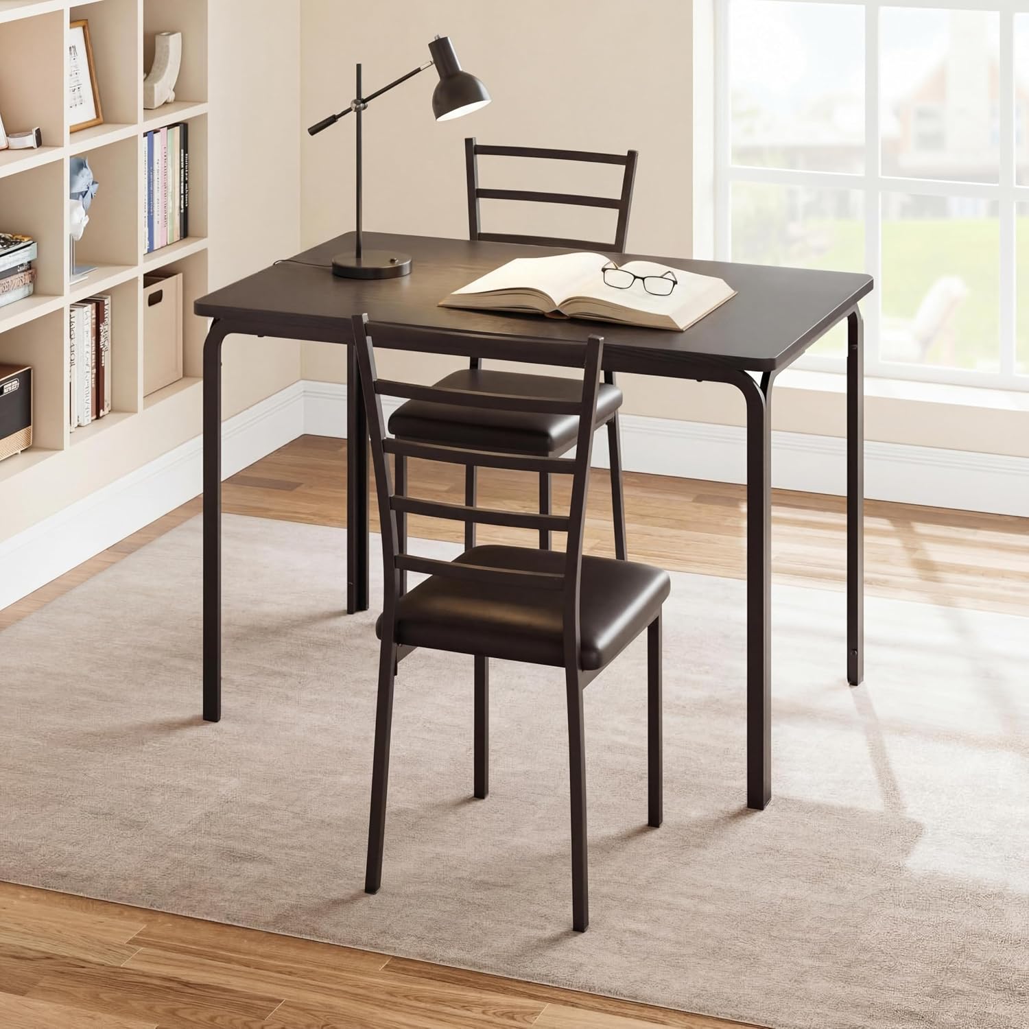 Dining Table Set for 4, 5 Piece Kitchen Table and Chairs Set with Upholstered Thick Cushion, Space Saving Dinette Set with Metal Frame for Small Spaces, Apartment, Breakfast Nook