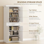 HOMCOM 72" Kitchen Pantry Cabinet, Freestanding Tall Storage Cabinet with 4 Doors, Drawer and 3 Adjustable Shelves for Dining Room, White