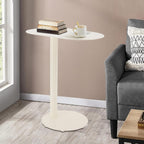 C-Shaped End Table, Metal Side Table for Couch Sofa and Bed, Small Modern Side Tables for Living Room Bedroom, Cream White