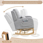 Rocking Glider Chair for Nursery, Wingback Accent Rocker Chair Upholstered Tall Back Arm Chair w/Side Pockets, Modern Leisure Single Sofa for Living Room, Hotel, Bedroom, Baby Room, Grey