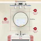 Keonjinn 20 Inch Round Medicine Cabinet with Mirror, Black Medicine Cabinet with Mirrors, Circular Surface Mount Medicine Cabinets, Framed Farmhouse Bathroom Cabinet with Adjustable Shelves