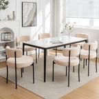 Riknuxi Boucle Dining Chairs Set of 4, Round Upholstered Dining Chairs with Black Metal Legs, Modern Dining Room Chairs for Dining Room, Kitchen