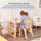ECR4Kids Wooden StudyStation Student Writing Desk, Montessori Furniture, Natural