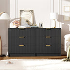 Garvee 3 Drawer Dresser for Bedroom - 30" Tall Nightstand Vertical Modern Fluted Chest of Drawers with Golden Metal Handles, Multi-Function Home Organizer for Living Room, Entryway, Hallway, Black