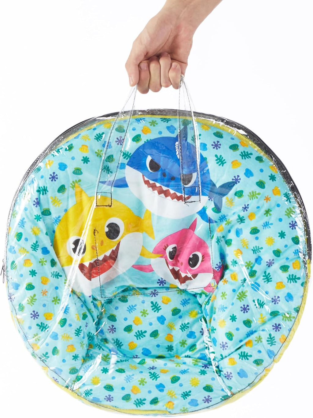 Idea Nuova Baby Shark Toddler 19” Folding Saucer™ Chair with Cushion, Ages 3+