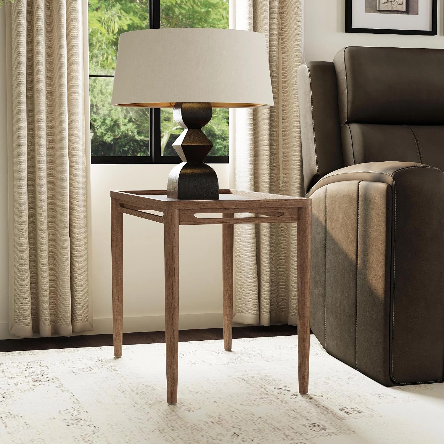 Flexsteel Verona End Table, Transitional Design, Medium Brown Oak, 29x17x22 Inches, 15.4 lb, Rubberwood Solids and White Oak Veneers