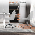 DUMOS Office Chair, Comfy Desk Chair Rolling Vanity Swivel Task Chairs with Wheels, Wide Seating Armless Height Adjustable Computer Chairs for Home,Bedroom,Student,Adults, Classic Grey