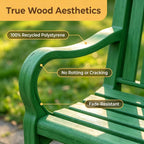 2-Person Green Memorial Garden Bench Poly Lumber Rot-Proof All Weather Outdoor Patio Bench for Porch Backyard Park