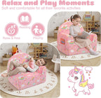 MeMoreCool Comfy Kids Chair for Ages 3+, Glow Unicorn Kids Reading Chair, Soft Plush Kids Armchair, Cozy Foam Kids Armchair for Kids Room, Living Room, Playroom, Reading Nook