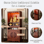 Altar Cabinet, Pooja Cabinet, Thick Bamboo Altar Table, Personal Meditation Temple for Temples and Homes, Meditation Shrine with Drawers & Storage(Style A,53cm/20.8in)
