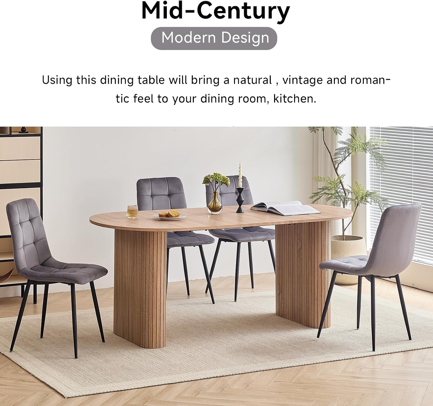 70.8" Modern Dining Table for 6 8 People Farmhouse Kitchen Dinner Table with Large Tabletop Dining Room Table for Dining Living Room Apartment Office Home (Natural)