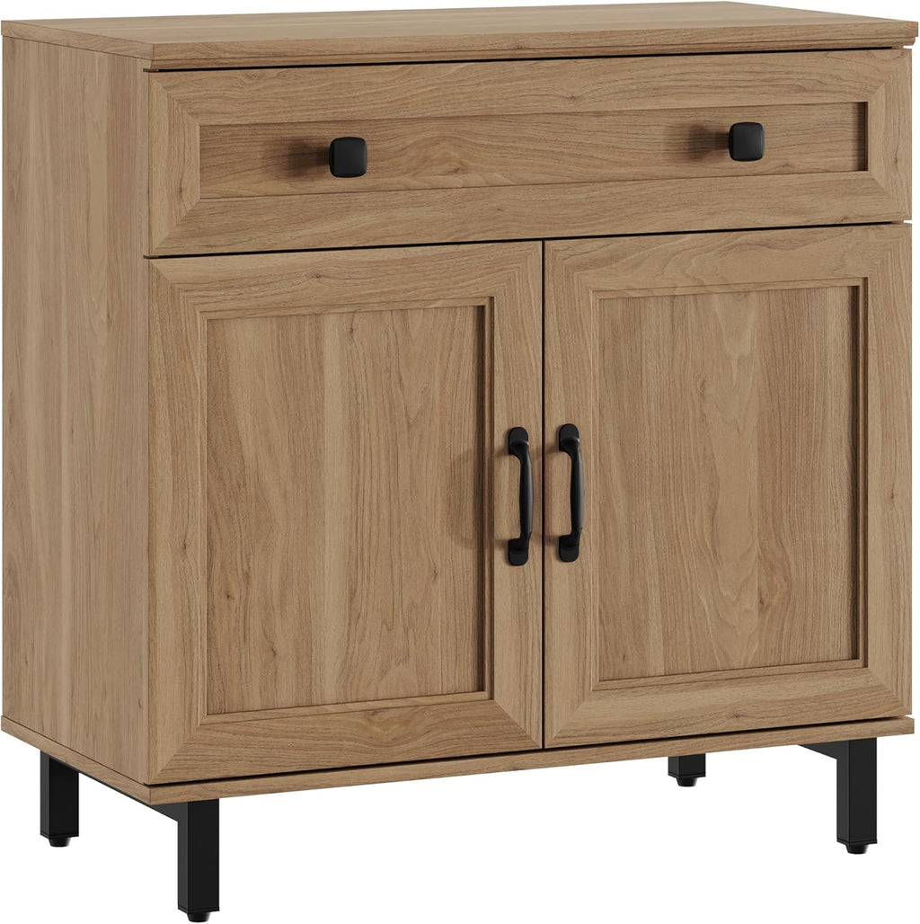 FENSULN Buffet Sideboard Cabinet Farmhouse 3 in 1 Modern Storage Cabinet with Drawer and Doors for Kitchen, Coffee Bar, Living Room, Oak