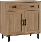 FENSULN Buffet Sideboard Cabinet Farmhouse 3 in 1 Modern Storage Cabinet with Drawer and Doors for Kitchen, Coffee Bar, Living Room, Oak