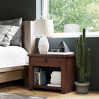 COZAYH Fully Assembled Nightstand, Pine Wood Bedside Table with Drawer & Storage Shelf, Modern Wooden End Table for Small Spaces Bedroom Living Room, Natural Wood