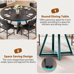 Jocoevol 42" Round Dining Table Kitchen Dining Room Dinner Pedestal Table with Storage Shelf, Space Saving Wood Circle Industrial Furniture for Small Space (Black, 42In)