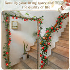 Suncalla 6 Pcs Artificial Apple Garland 57inch Fake Apples Bunch Strings with Stem and Leaves Fruit Hanging Vines Decorations for Kitchen Table Centerpieces Wall Party Birthday
