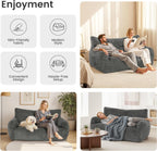 Pamapic 59" Bean Bag Chair,2 Seat Loveseat Sofa,Ultra Soft Dutch Velvet,Fluffy Comfort Washable Cover,Corduroy Lazy Sofa Bed for Adults,Fit Living Room, Bedroom,Outdoor Spaces,72h Rebound,Gray