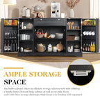 MAGIC UNION 54" Modern Buffet Cabinet with Storage, Wood Sideboard Cabinets with Drawer, Coffee Bar Cabinet with Doors and Adjustable Shelves, Kitchen Pantry Storage Cabinets for Living Room (Black)