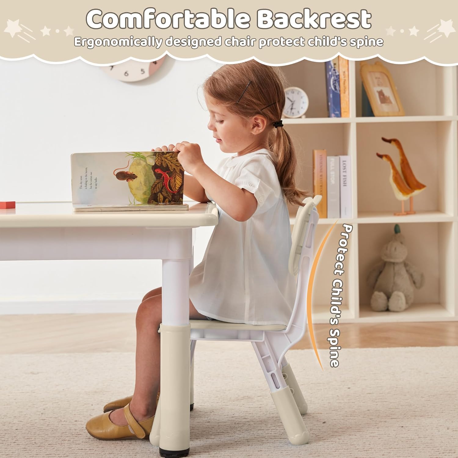 DOREROOM Adjustable Toddler 2 Chairs Set, 3 Level Adjustable Children’s Chair for Age2-8, Durable and Lightweight, Maximum Load-Bearing 180LBS, Plastic Kids Chairs for Classroom/Daycare/Home