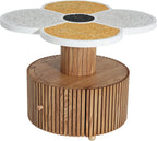 Christopher Knight Home Maven Four-Leaf Clover Side Table with Drawer, Modern Sofa End Table for Living Room, Wooden Accent Table with Pedestal Base, Natural+Yellow+White