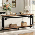 IRONCK 70.9" Long Console Table, 2-Tier Long Narrow Console Table Behind Couch for Display with Central Support Frame, Industrial Long Entryway Table for Entryway and Living Room
