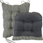 Klear Vu The Gripper Non-Slip Rocking Chair Cushion Set with Thick Padding, Includes Seat Pad & Back Pillow with Ties for Indoor Living Room Rocker, 17x17 Inches, 2 Piece Set, Gingham Black
