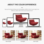 High-end Uncompressed Bean Bag Chair,Fireside Togo Chair with Red Faux Leather Cover, Comfy & Soft Lazy Floor Lounge Sofa for Bedroom, Living Room, Office or Lounger