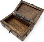 Nautical Cove Treasure Chest Wooden Box with Antique Iron Lock and Skeleton Key (X-Small 5 x 3 x 2) - Storage and Decor – Pirate Wooden Treasure Chest, Decorative Box with Hinged Lid,
