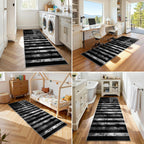 USA American Flag Runner Rug 2x6ft, Vintage USA Stars Stripes Flag School Hallways Runner Rug, Black Kitchen Floor Mat, Non-Slip Washable Low Pile Carpet for Entryway Living Room Bedroom Playroom