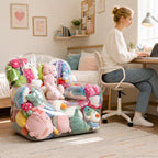 Clear Stuffed Animal Storage Sofa and Ottoman Cover Set, Extra Large Transparent Plush Toy Organizer, Thickened PVC Waterproof Toy Storage Seat with Rear Hook-and-Loop Closure, Cover Only, No Filler