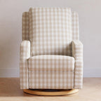 Namesake Crewe Glider Recliner Nursery Chair - GREENGUARD Gold & Certi-PUR US Certified Rocker Recliner - Glider Rocking Chair for Nursery & Living Room - Manual, 360° Swivel, Tan Gingham