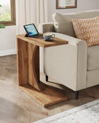 Tribesigns C-Shaped End Table for Couch, Sofa Side Table, C Table for Small Space, Living Room, Bedroom (1, Walnut Brown)