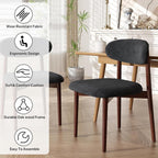 Wooden Dining Chair Set of 4, Modern Dining Chairs with with Curved Back, Fabric Upholstered Kitchen Room Chairs with Adjustable Legs for Farmhouse Dining Living Room,Dark Grey