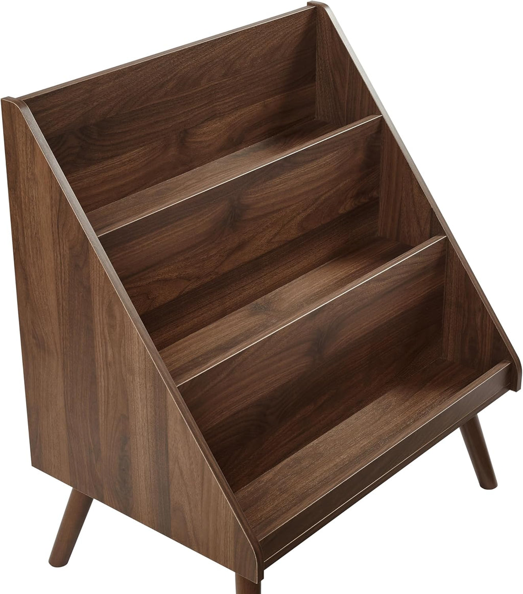 Crosley Furniture Liam Medium Mid-Century Modern Vinyl Record Storage Stand, Media Console for Records, Walnut