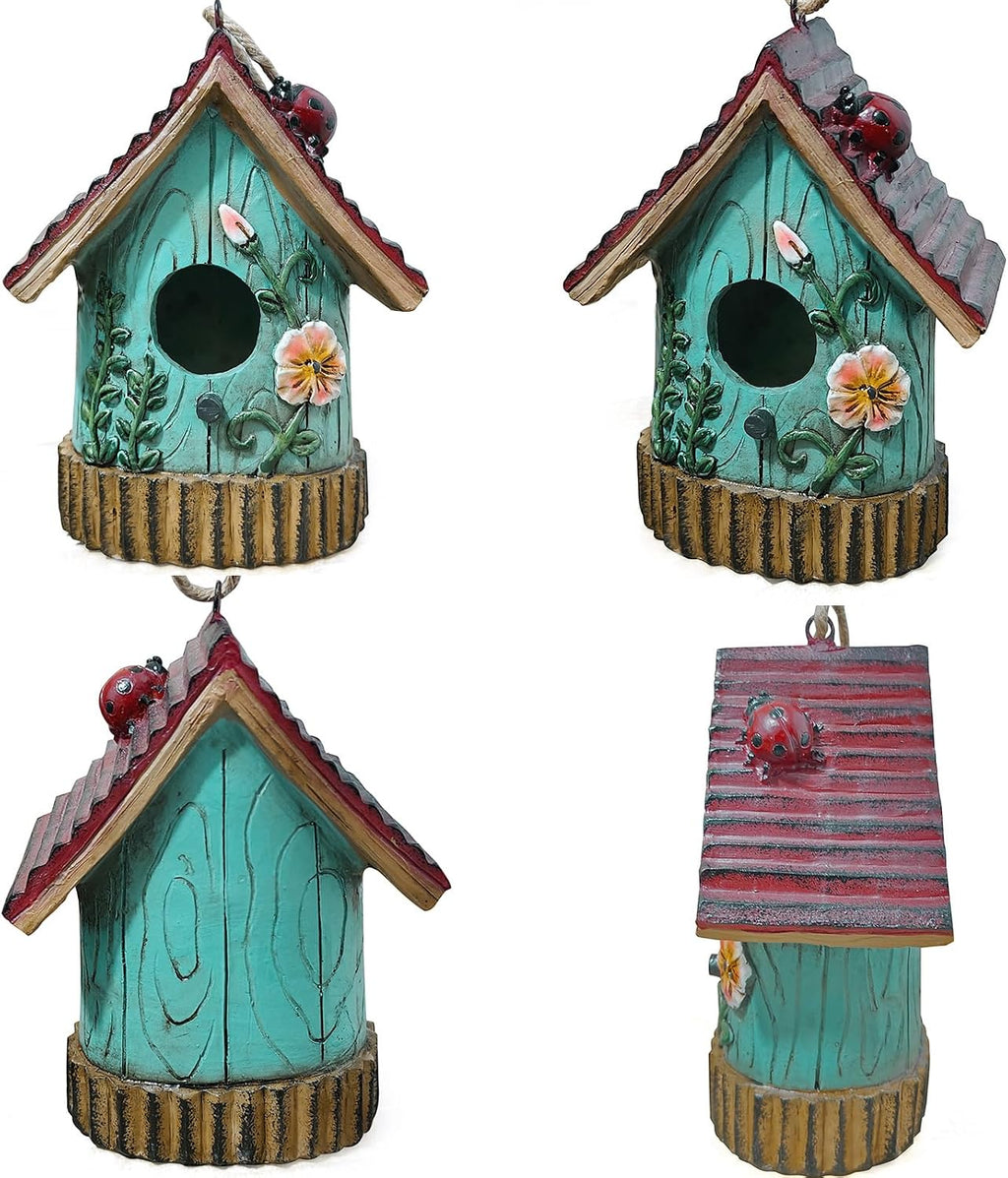 2 Pcs Hanging Bird Houses for Outside Bluebird Houses for Outside Swallows Wren Birdhouse Finch Nesting Box Patio Garden Deco