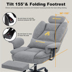 Symino Gaming Chair with Footrest, Up/Down Armrests, Suede Fabric Ergonomic Office Chair, 150° Recline Computer Chair for Desk, Grey