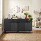 Giantex Buffet Cabinet with Storage, 32" Wide Coffee Bar Console Table with 2 Doors and 1 Drawer, Sideboard Credenza, Modern Fluted Storage Cabinet for Kitchen, Dining Room, Living Room (1)