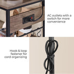 Yaheetech Kitchen Island Cart with Power Outlet, Kitchen Carts on Wheels with Storage, 3-Tier Microwave Stand with Foodpads, Glass and Mug Holders, 8 Hooks, Taupe Wood