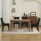 Upholstered Tufted Dining Chairs Set of 2, Fabric Side Dining Room Chairs with Nailhead Back Ring Pull Trim Solid Wood Legs(Black, 2PCS)